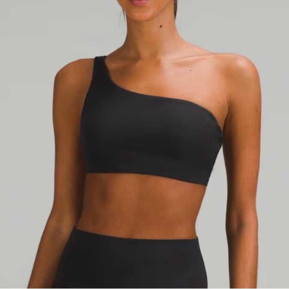 Lululemon one shoulder black yoga bra size xs